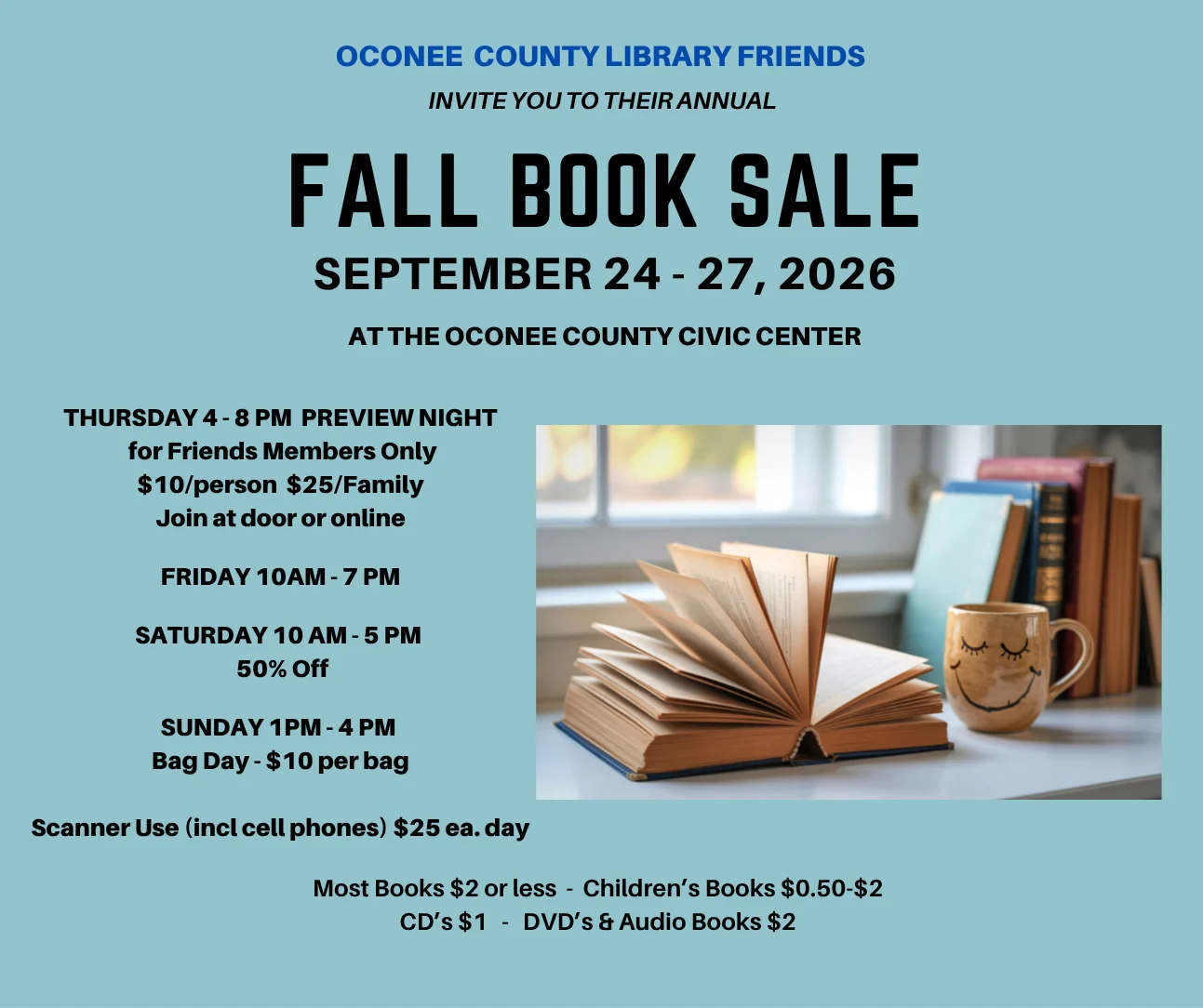 Oconee County Library Friends Fall Book Sale at Oconee County Civic Center