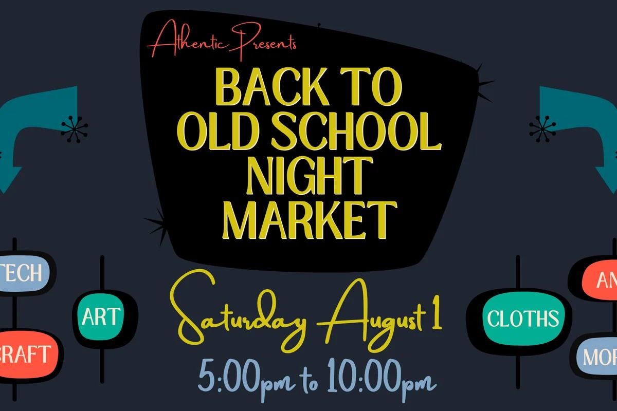 Promotional image for Back To Old School Night Market at Athentic Brewing Company